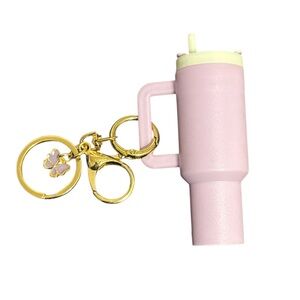 Mini Tumbler Keychain with Gold Accents